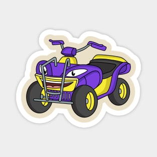 Purple Quad bike cartoon illustration Magnet