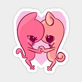 Kitty and puppy in love Magnet