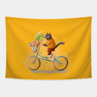 Mr. Raccoon and His Bicycle Tapestry