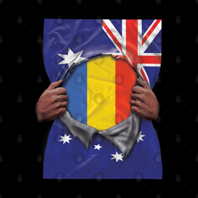 Romania Flag Australian Flag Ripped - Gift for Romanian From Romania by Country Flags