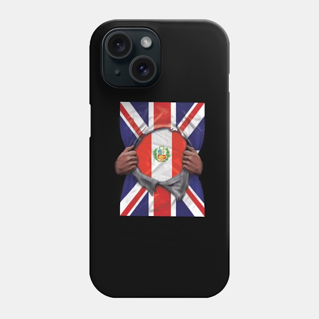 Peru Flag Great Britain Flag Ripped - Gift for Peruvian From Peru Phone Case by Country Flags