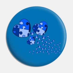 Blue Confetti Hearts Pin