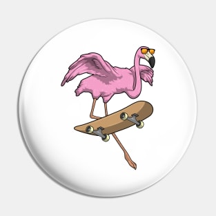 Flamingo Skater Skateboard Sports Pin