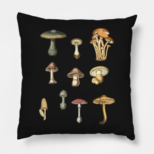 Simple Vintage Realistic Mushroom Pattern Pillow