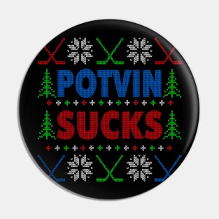 Potvin Sucks Ugly Christmas Sweater Design Pin