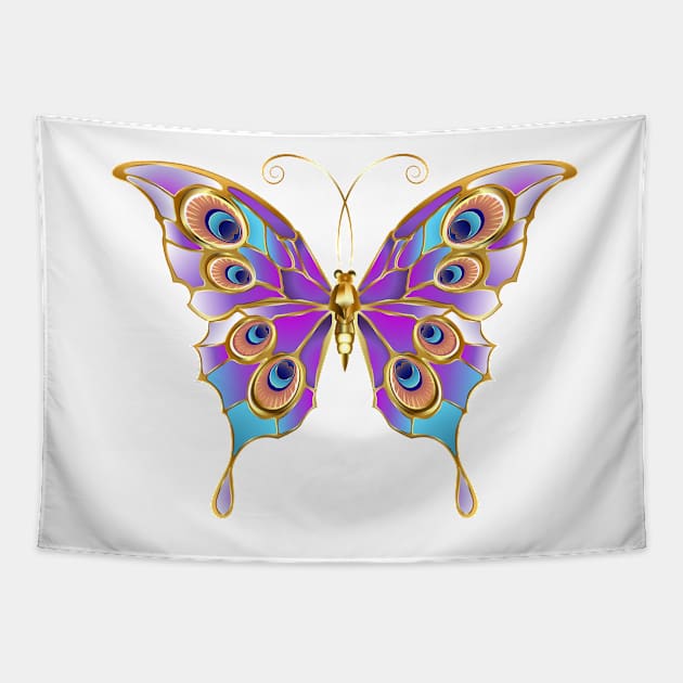 Gold Butterfly Peacock Tapestry by Blackmoon9