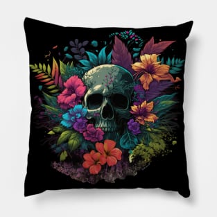 Colorful Floral Skull head design #4 Pillow