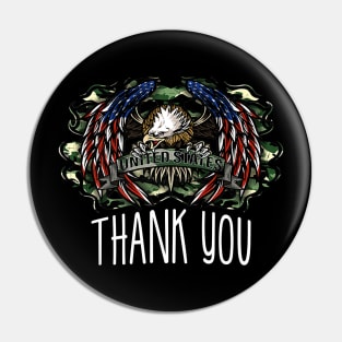 Thank You Veterans day Eagle Flag Pin