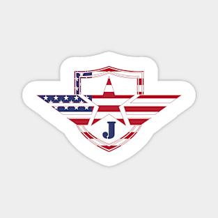 Letter J American Flag Monogram Initial Magnet