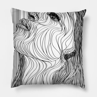 Afro woman in lines Pillow