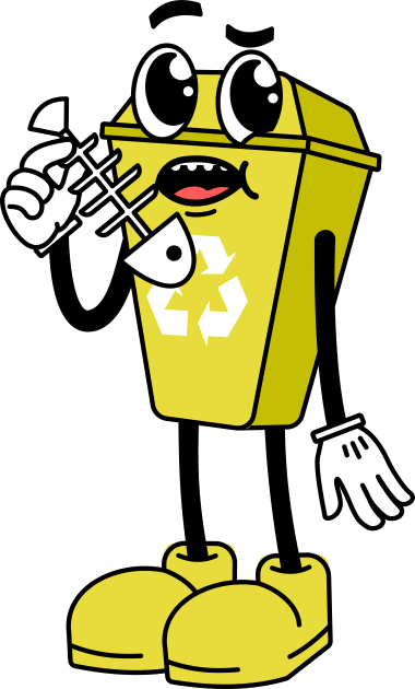 Garbage Bin Cartoon Mustard Yellow Kids T-Shirt by rejazer