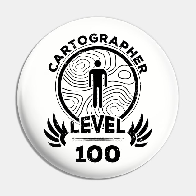 Level 100 Cartographer Mapmaker Gift Pin by atomguy