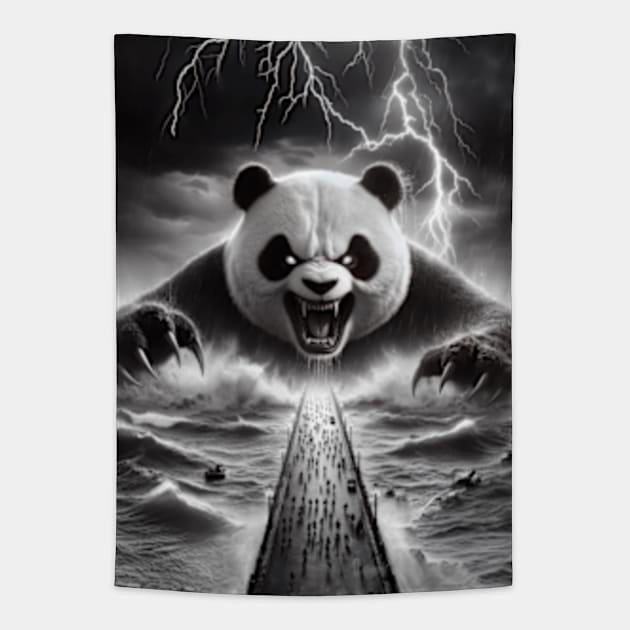 "Pandadoom": Terror at the Stormy Bridge Tapestry by Dec69 Studio