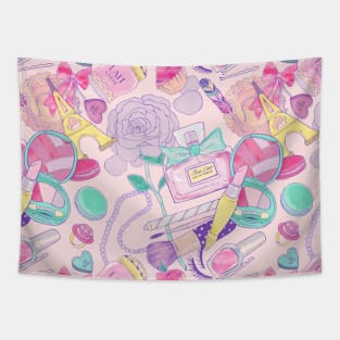 pink paris pattern Tapestry