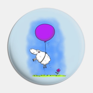 Cute whimsical sheep with balloon Pin