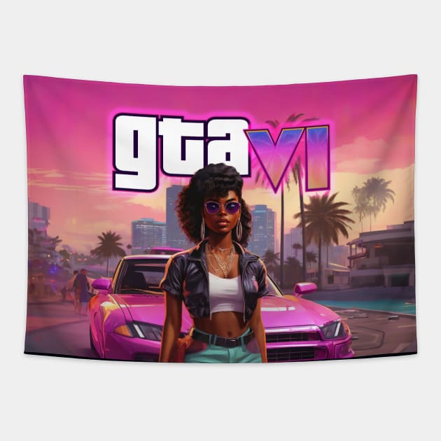 GTA 6 Tapestry by Buff Geeks Art