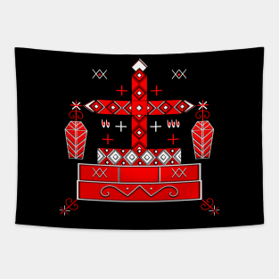 Baron Samedhi Voodoo Veve - Red White Tapestry