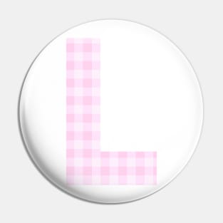 Pink Letter L in Plaid Pattern Background. Pin