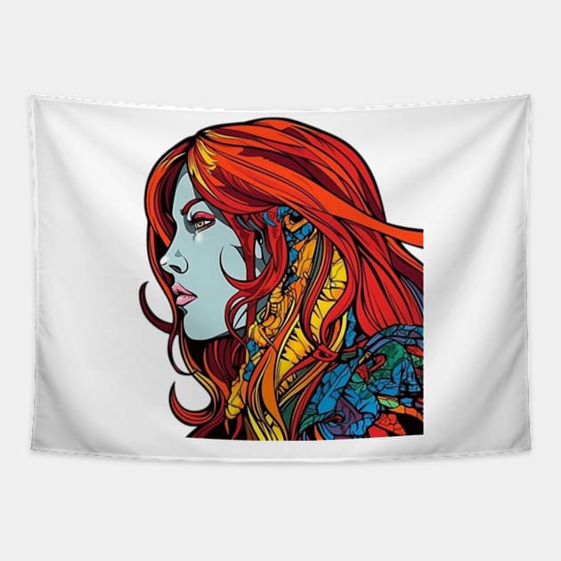 Red Sonja Profile Graffiti Streetwear Tapestry by ForbiddenGeek