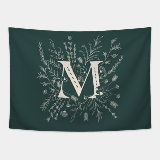 Botanical Letter M (Forest Green) Tapestry