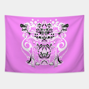 pink immortal tribal kaiju in ecopop pattern Tapestry