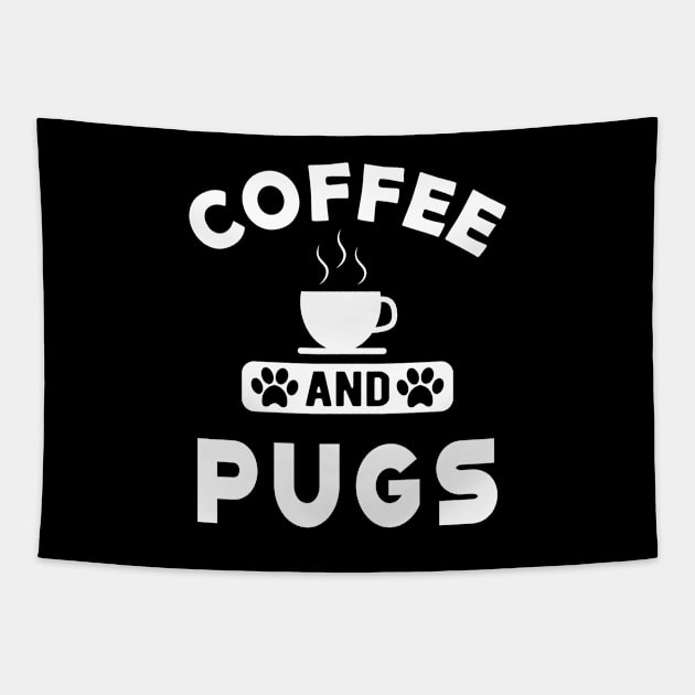 Pug dog - Coffee and pugs Tapestry by KC Happy Shop