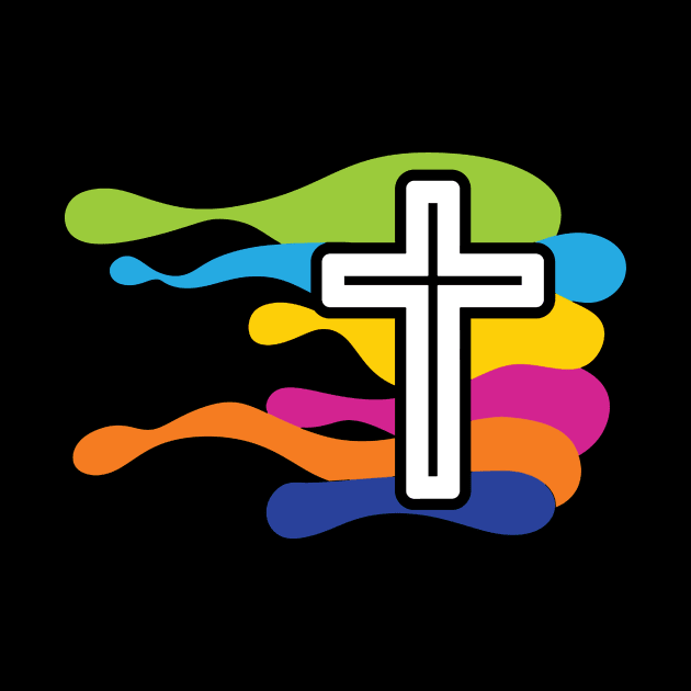 The cross of Jesus and the colored waves by sandra0021tees