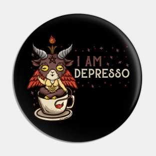 I Am Depresso - Satanic Coffee Baphomet T-Shirt Pin