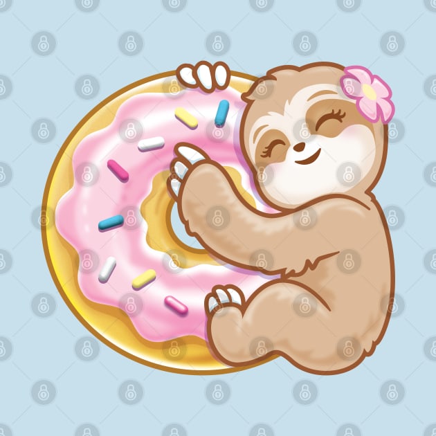 Pink Donut Cute Sloth by PnJ