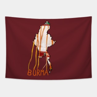 Burma fabric country outline Tapestry