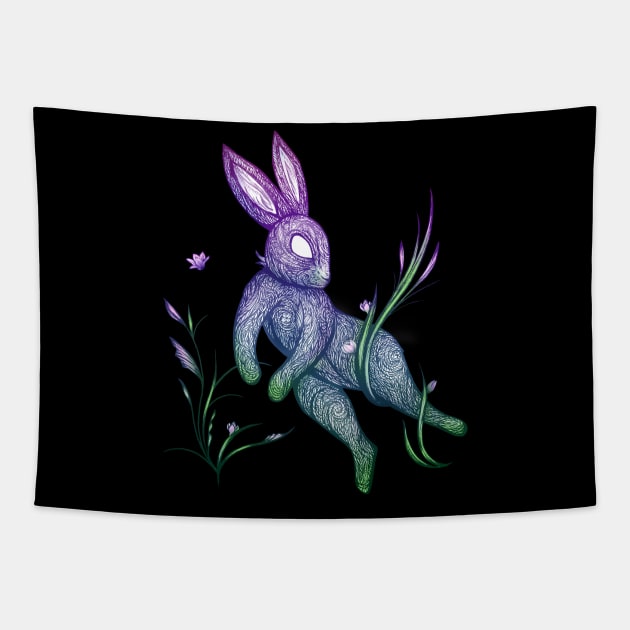 Rabbit Floral Tapestry by shaireproductions