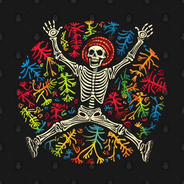 Halloween colorful skeleton dancing by Artik Colors