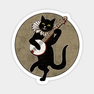 Vintage Cat Playing Banjo Magnet