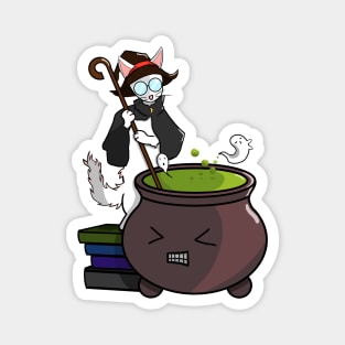 Cat Witch Making Potion Magnet