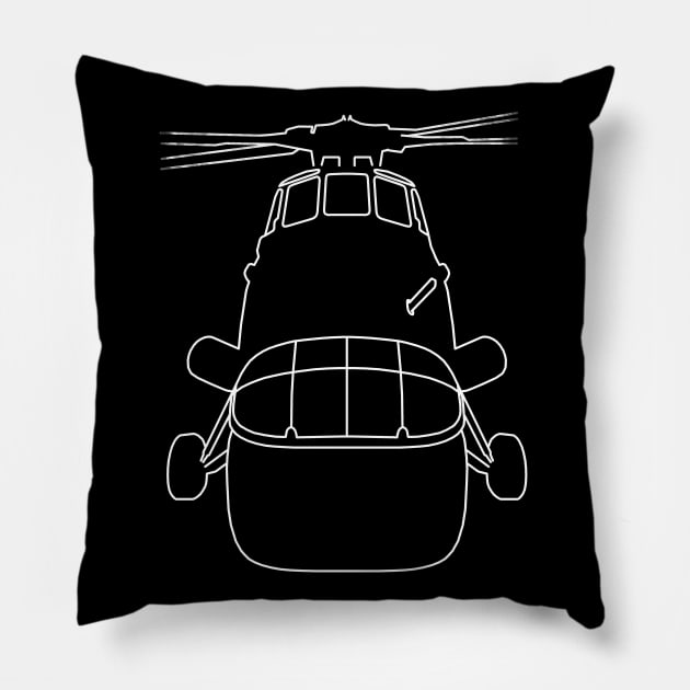Wessex helicopter outline graphic (white) Pillow by soitwouldseem