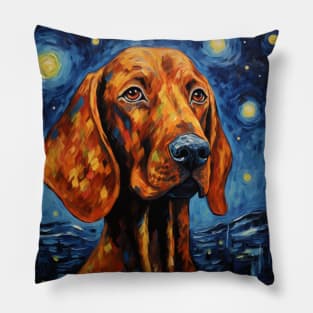 Redbone coonhound Night Portrait Pillow