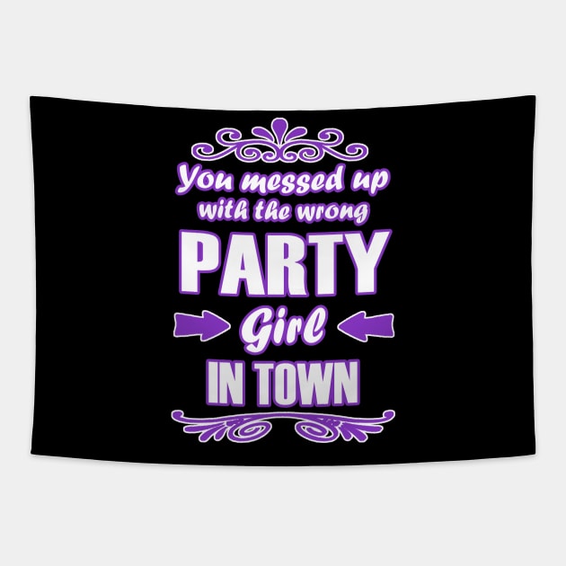 Party booze gift, girl, celebration evening. Tapestry by FindYourFavouriteDesign