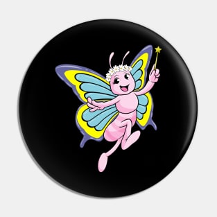 Butterfly with Magic wand and Wreath of Flowers Pin