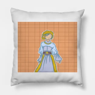 Dress design girl with orange background. Pillow