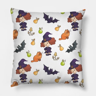 Seamless Witches, Bats and Cats Pillow