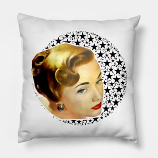 Woman profile with background stars Pillow