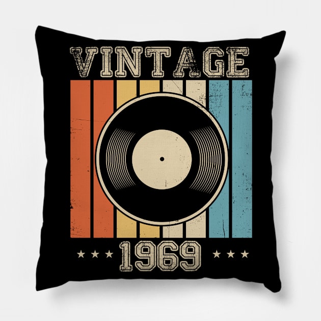 Vintage 1969 Birthday Retro Gift Men Women Pillow by dconciente
