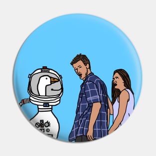 Distracted Boyfriend Meme With Funny Sci Fi Goose Astronaut Pin