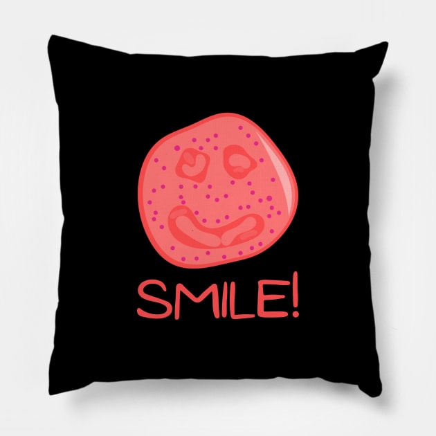 Smiling Eosinophil Pillow by ttyaythings