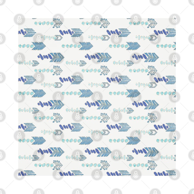 Blue White tribal Arrows Pattern by Grafikstudio