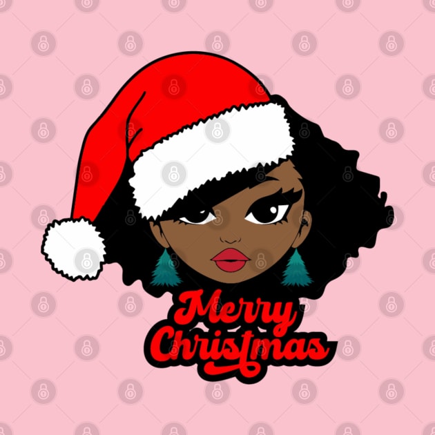 Merry Christmas Santa Hat, Black Girl Christmas Magic by UrbanLifeApparel