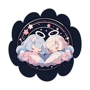 Adorable Anime Chibi Gemini Zodiac Sleeping Little Astro Girl T-Shirt