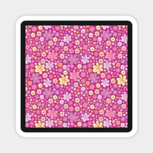 PINK PURPLE YELLOW VINTAGE FLORAL RETRO FUN 00S 90S Magnet