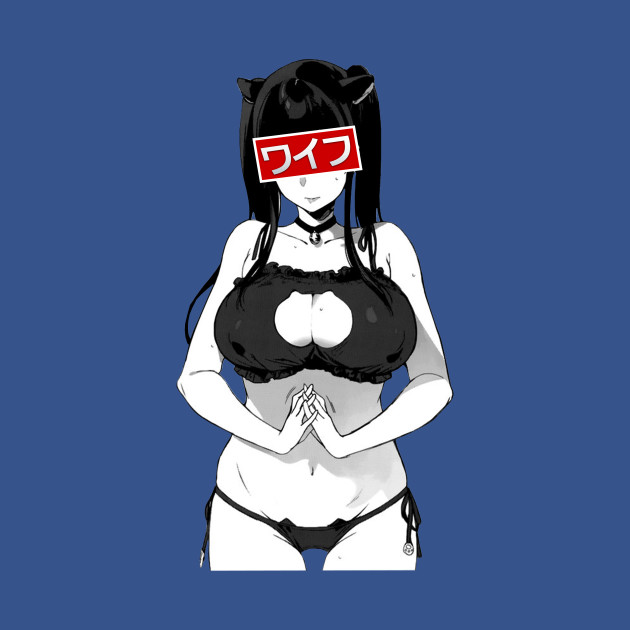 Disover Waifu Material Lewd Ecchi Neko Bikini Cosplay Busty Anime Girl - Waifu Material Hentai Lewd Anime - T-Shirt