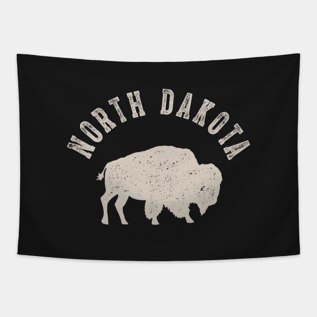 Vintage North Dakota Buffalo Bison Tapestry by MerchFrontier